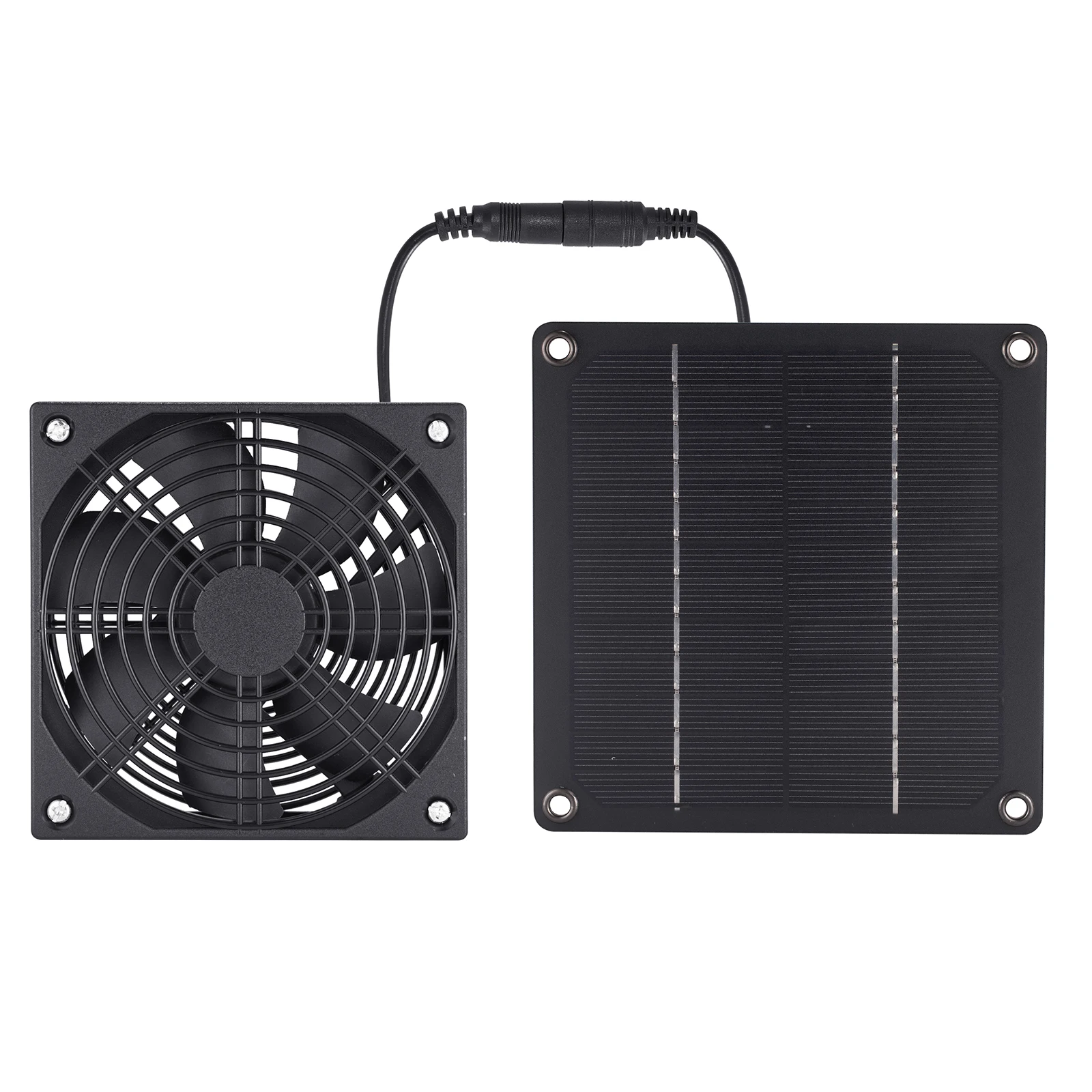 Black Cable Exhaust Fan PET Solar Exhaust Fan Solar Panel Ventilation Fan Practical For Poultry House Greenhouse