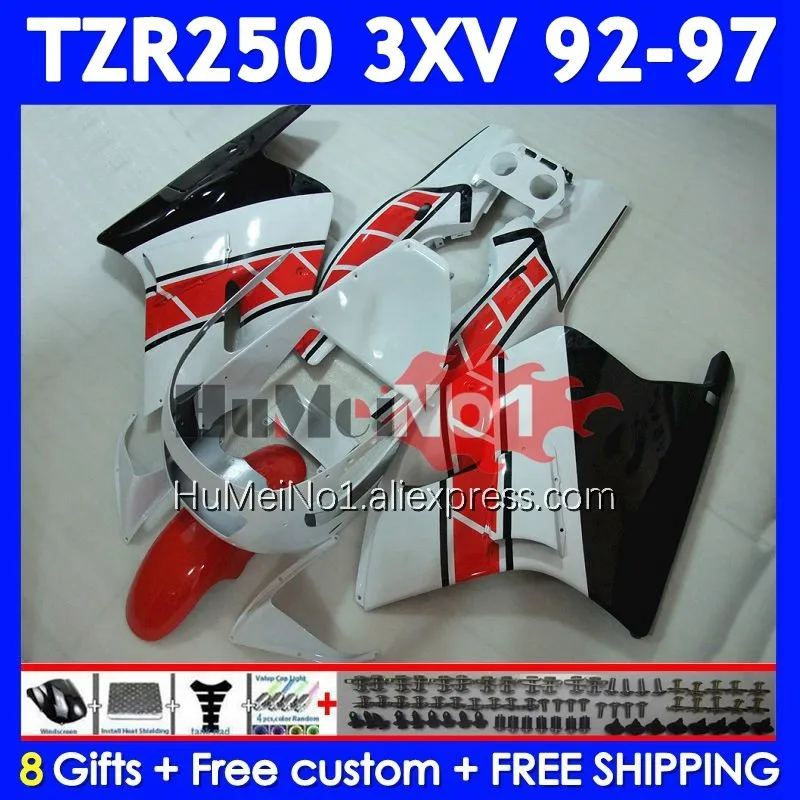 White Red blk TZR-250 For YAMAHA 3XV TZR250 TZR 250 RR 92 93 94 95 96 97 376No.2 TZR250RR 1992 1993 1994 1995 1996 1997 Fairing