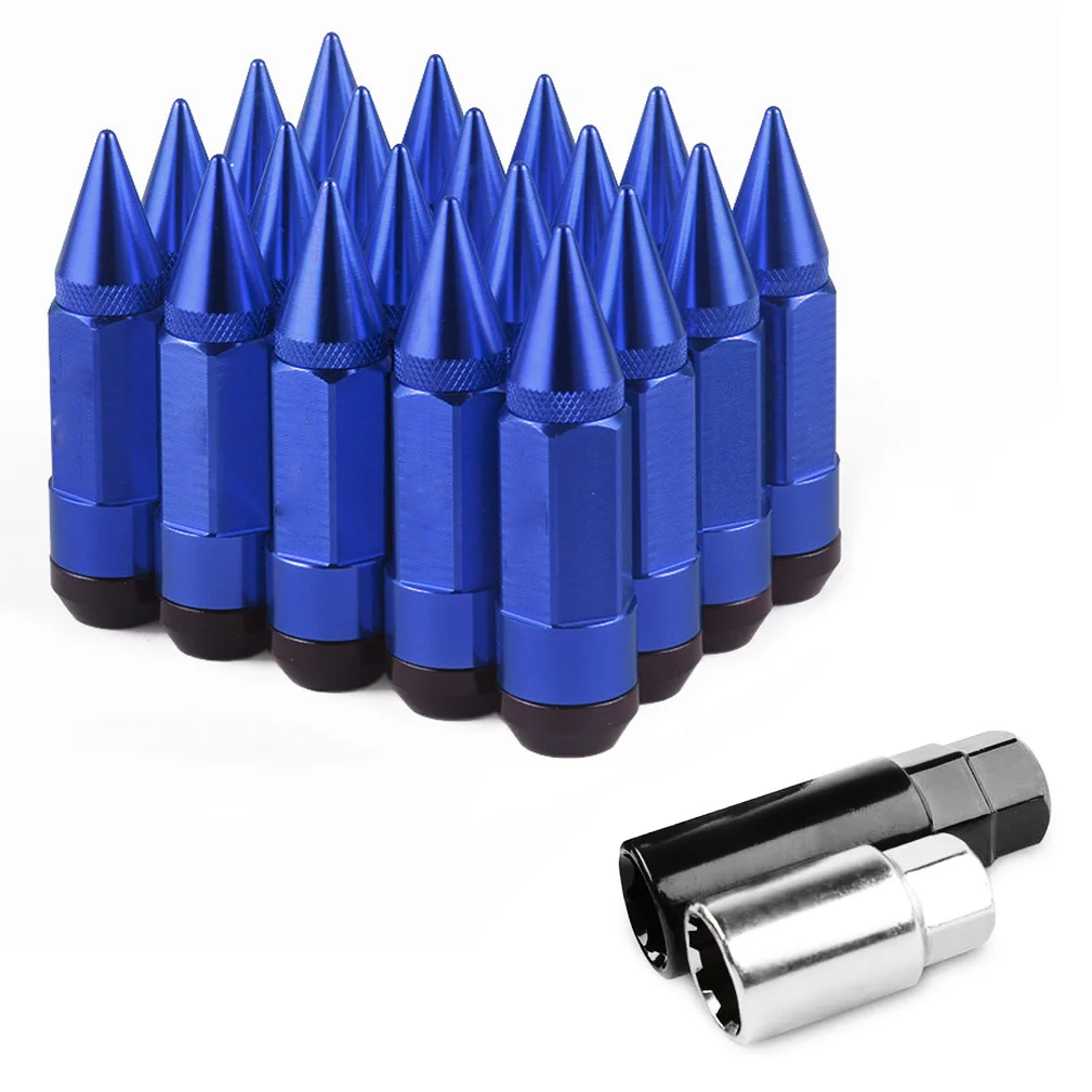 Racing Car Universal Aluminum Spike Wheel Lug Nuts M12x1.25 M12x1.5 Extended Tuner Nuts Pack Of 20