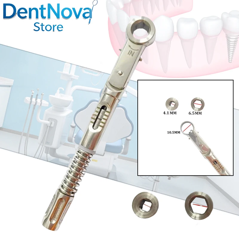 

Dental Implant Torque Wrench 10.5mm 10-50Ncm Dual Direction Ratchet System Sterilizable Tool Kit for Dentist Office