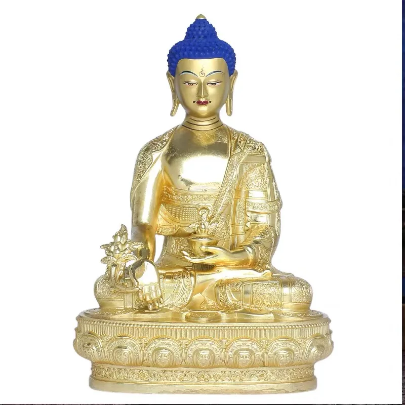 30CM large 5A GOOD Buddhist supplies Temple buddha statue Buddhism Sakyamuni Buddha all-powerful buddha Gold plating copper