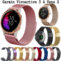 Cinturino da 20mm 22mm per Garmin Vivoactive 3 orologio a 4 cinturini Venu 2 SQ Forerunner 645 255 bracciale da polso Milanese Loop Correa Venu2