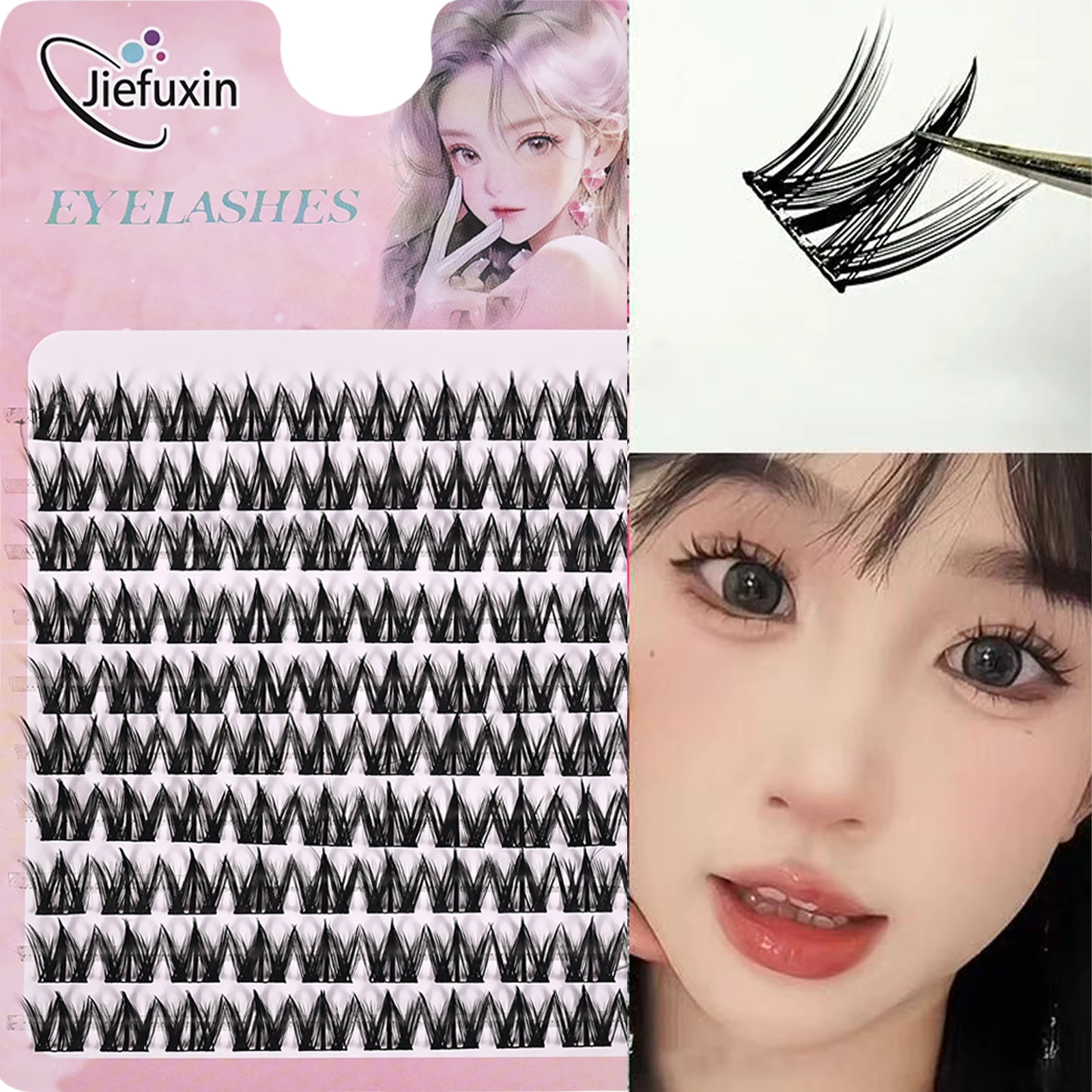 Dicke, natürliche, kräuselnde falsche Wimpern mit W-förmigem Design für voluminöse Manga-Augen