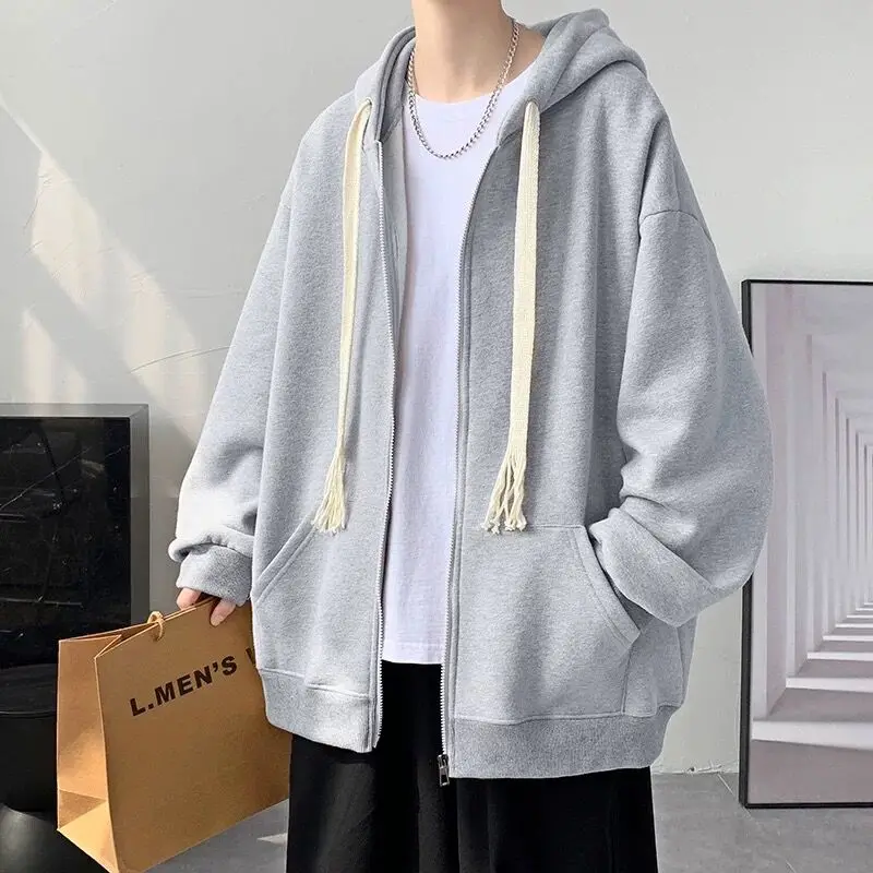 Men's Hoodie Sweatshirt Drawstring Simple Weave Spring Autumn Casual Loose Versatile Jacket Cotton 100% Breathable