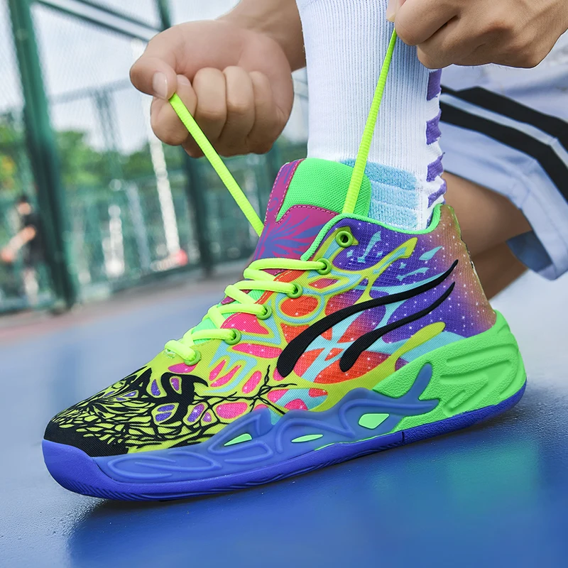 Fashion versatile basketball shoes non rubber outsole lightweight shock absorbing upper simple unisex outdoor jogging footwear
