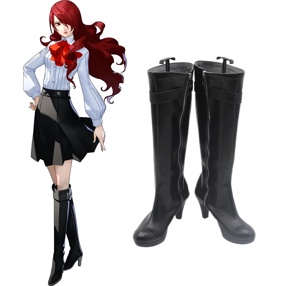 

Battle Mitsuru Kirijo Cosplay Shoes Black Heeled Tall Boots