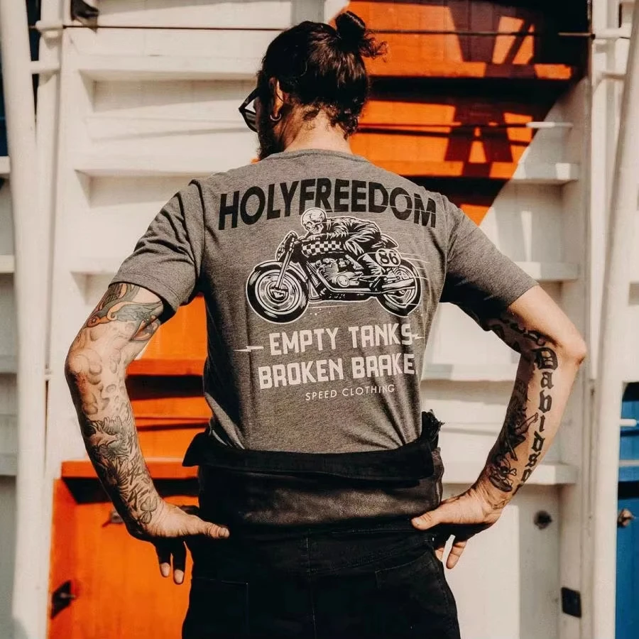 

Fashion T-shirt HolyFreedom Ghost Rider Buy Summer Luxury Brand Cotton Men's and Women's T-shirt Motorcycle Short Sleeve
