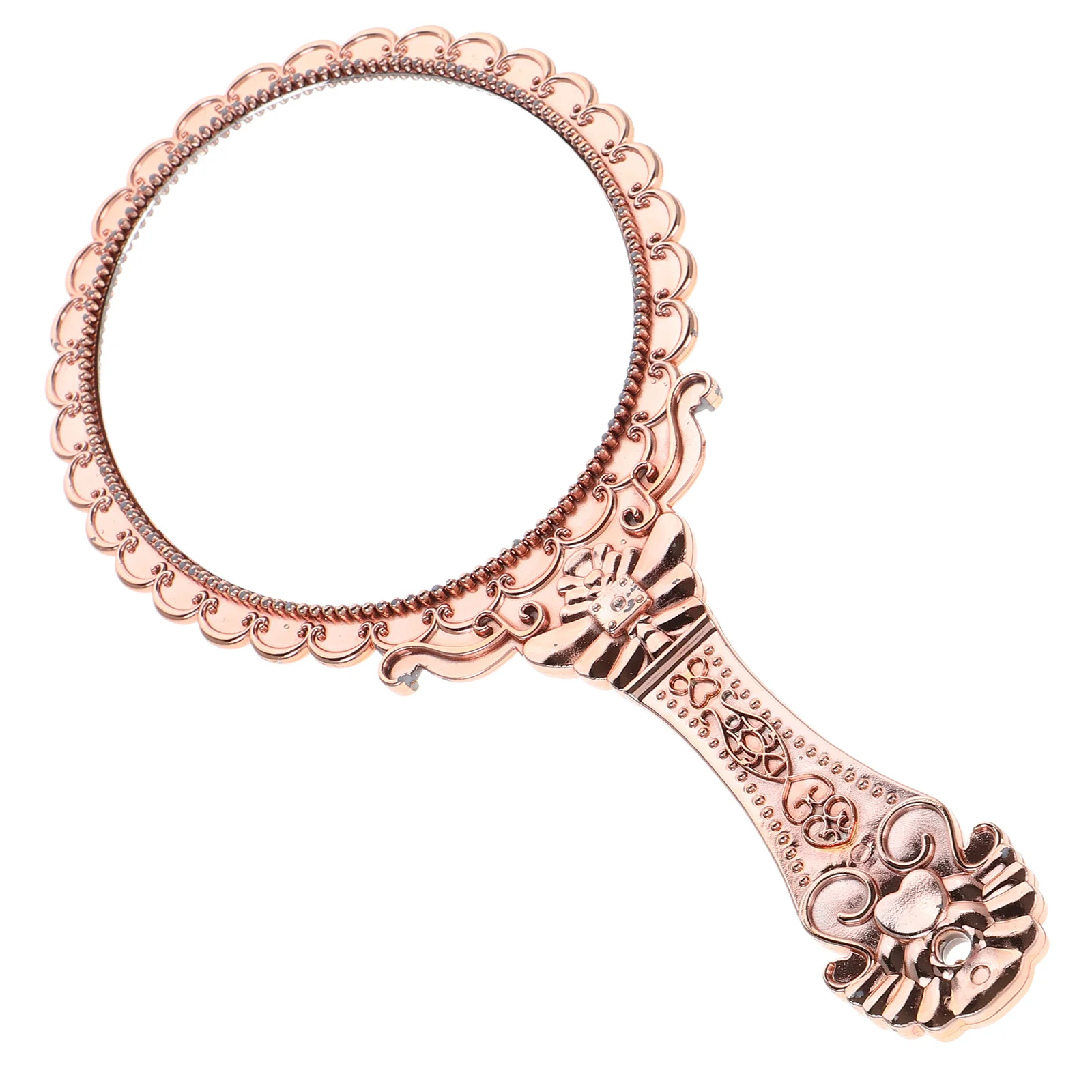 

2Pcs Vintage Hand Mirrors Large Rose Gold Electroplated Baroque Floral Design Handheld Makeup Vanity Personal Decorative Mirrors