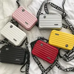 Omuzdan askili çanta komik bagaj şekli mektup baskı askısı bilek kayışı fermuar kapatma sert kabuk anti-çatlak telefon depolama Crossbody çanta