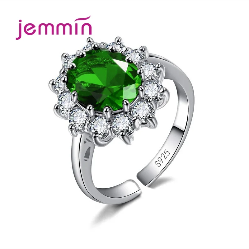 Anello di fidanzamento autentico in argento sterling 925 con design floreale ovale fine Anelli di zirconi di cristallo per gioielli di moda da sposa per ragazze da donna