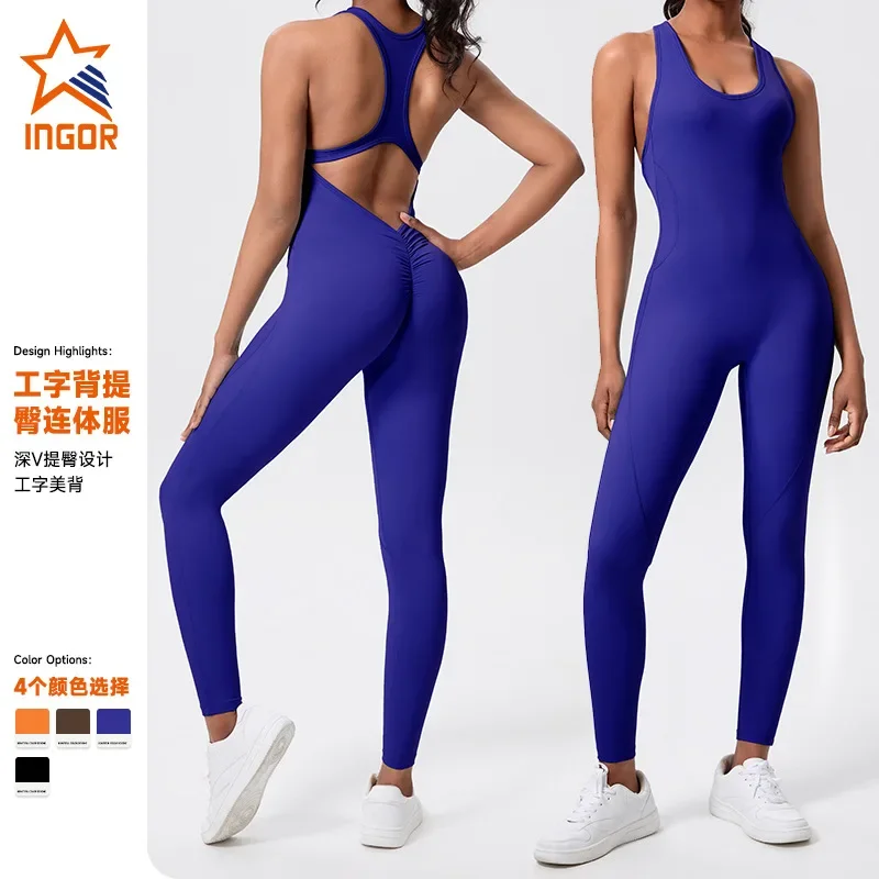 

Yoga Jumpsuit Fitness Sports Overall Gym Pilates Leggings Bodysuit Hip Lift Pants Active Wear 2024 Workout Clothes Blue Black