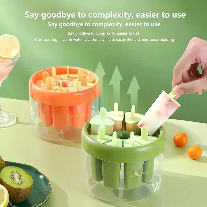 8 Holes Easy Release Ice Molds, DIY Popsicle Maker With Quick Freezing Technology For Home Ice Bars, Homemade Ice Cream Mold