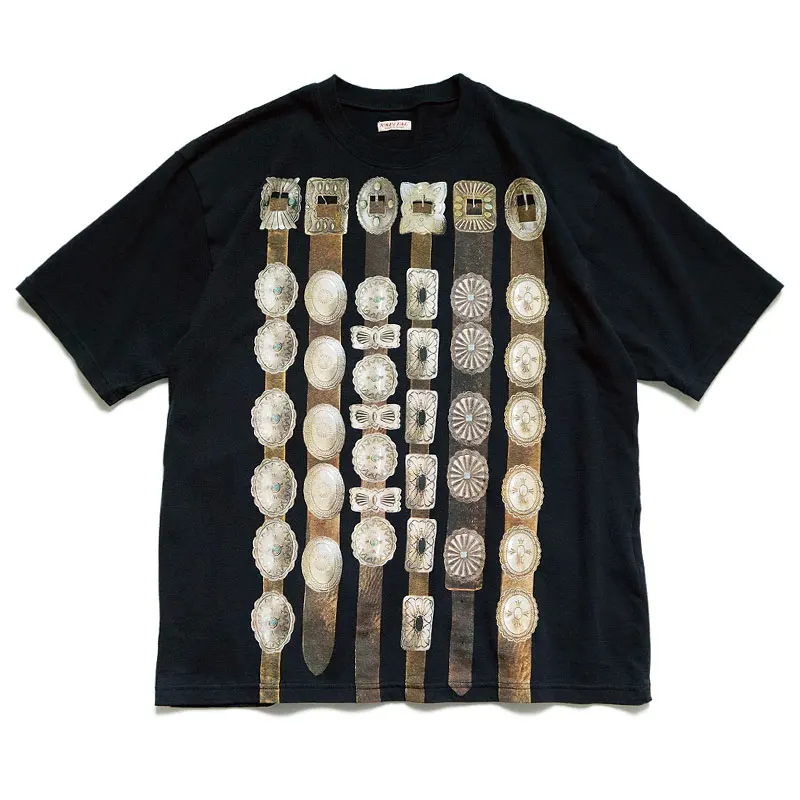 KAPITAL24SS Metal Decorated Pure Cotton Belt Short Sleeve T-Shirt Youth Trendy Breathable Summer Fashion Casual round Neck