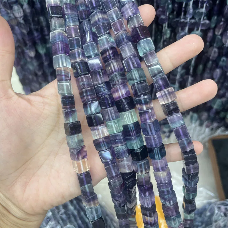 

Fluorite purple flower/square/ for DIY making jewelry FPPJ wholesale LOOSE BEADS Bracelet Necklace Accessories15''