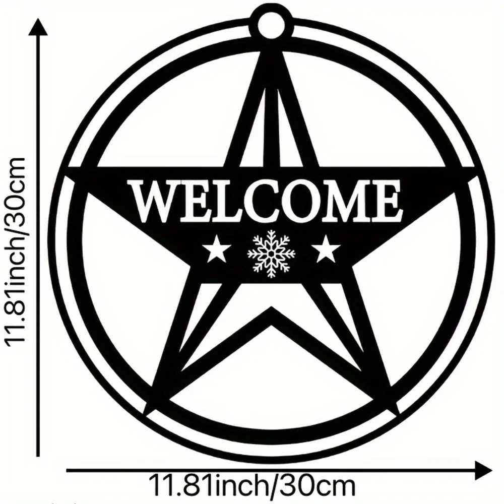 Classic Welcome Snowflake Stars Metal Wall Sign with Detachable Custom Family Name Monogram Ideal for Multiple Occasions Decor