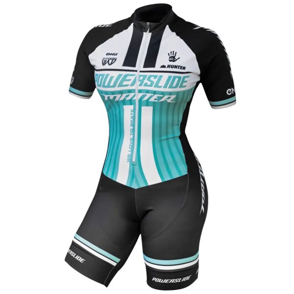 Powerslide Women Skating Short Sleeve Speed Skating Suit Jumpsuit  Roupa Ciclismo Inline Speed Skating Triathlon Race Clothing