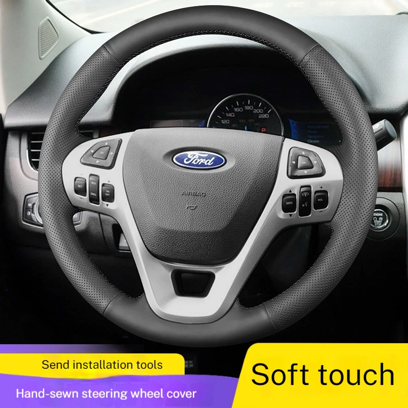 

Special hand-stitched steering wheel cover for Ford 2011-2012 imported Edge and 2013 Explorer (custom-fit for specific models)