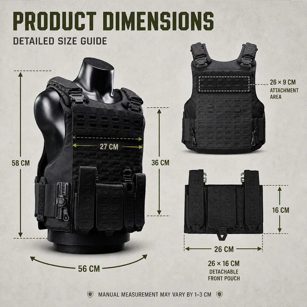 Multifunctional Quick Release Tactical Vest Modular Combat Vest with Detachable Large Capacity Pouches for Airsoft Training