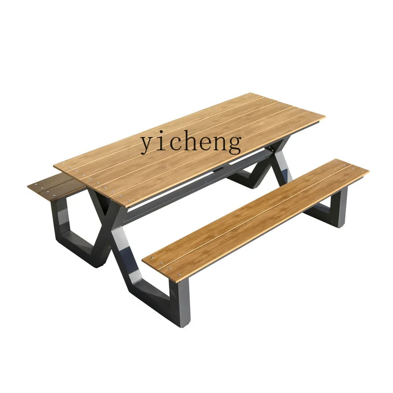 LXC Outdoor One-piece Table and Chair Combination Park Chair Iron Garden Courtyard Scenic Area Bench