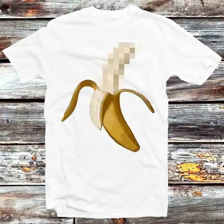 Dirty Censored Peeled Banana T Shirt Vintage Retro Cool Cartoon Anime Top B764