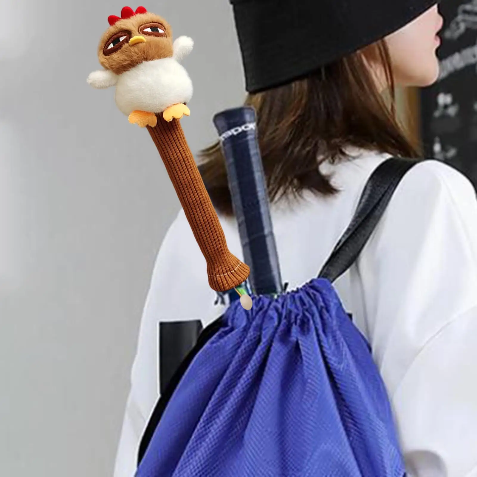 

Куриная кукла, ракетка для бадминтона, чехол на ручку, фланелевая трикотажная ткань, мультяшная игра