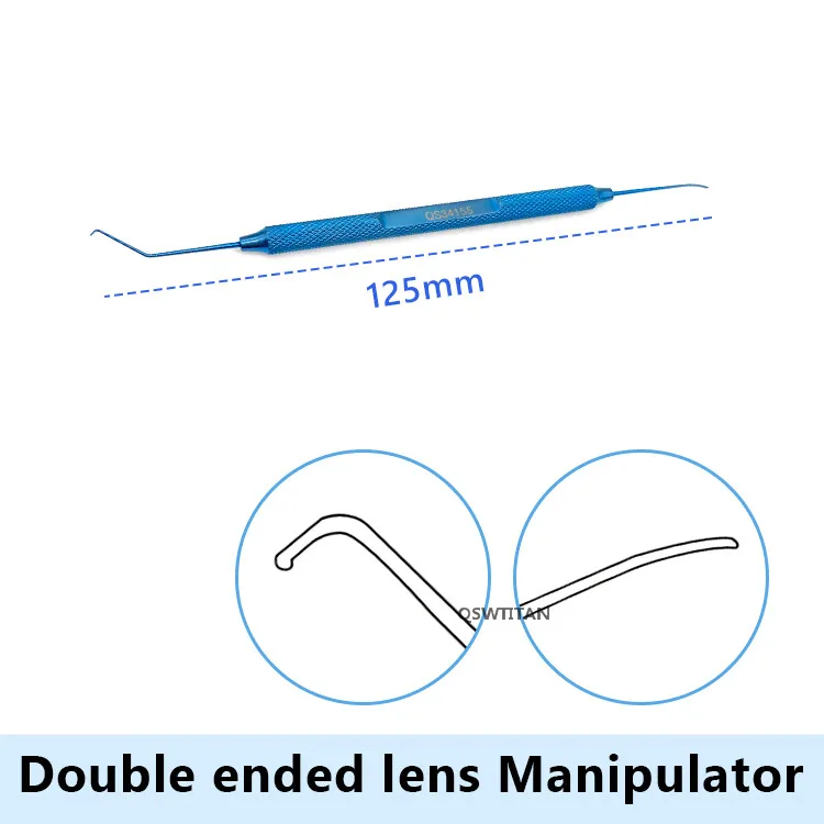 Ophthalmic lens Manipulator hook 125mm Double ended hook tool Titanium Double Eyelid hook Instrument