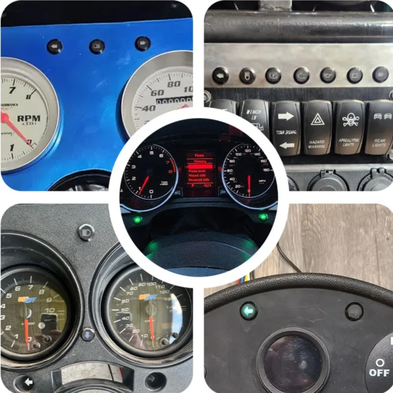 12mm Car LED Indicator Light 12V Green Arrow Turn Signal 24V Green LED Waterproof Metal Dashboard Pilot Lamp with 300mm Wire