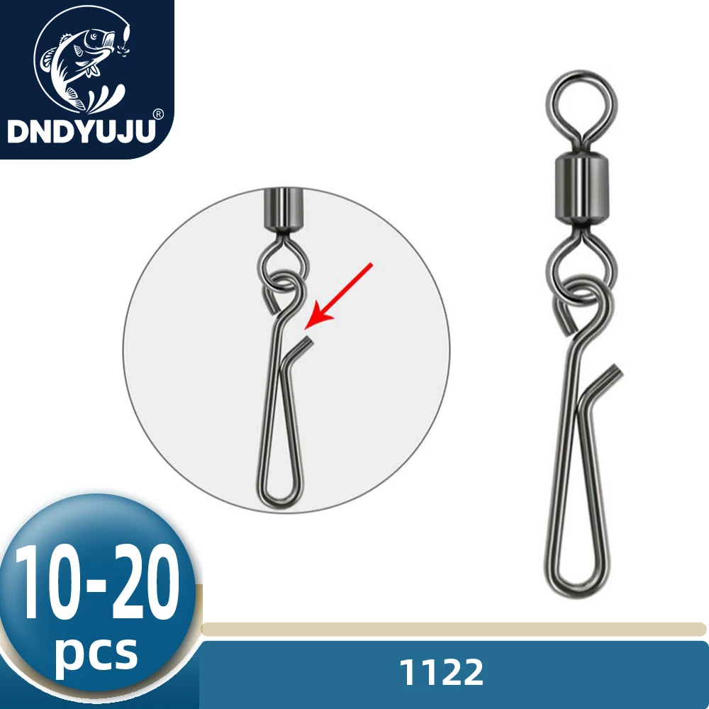 Dndyuju 10 a 20 pçs isca de pesca snap pesca rolando giros interlock pino fishhook conector acessórios de pesca ferramentas
