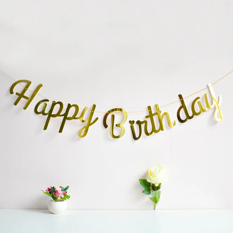 Letter HAPPY 30 100 DAYS Birthday Baby Shower Party Supplies Cardboard Flag Hanging Flag Dress Up Background Wall Decoration