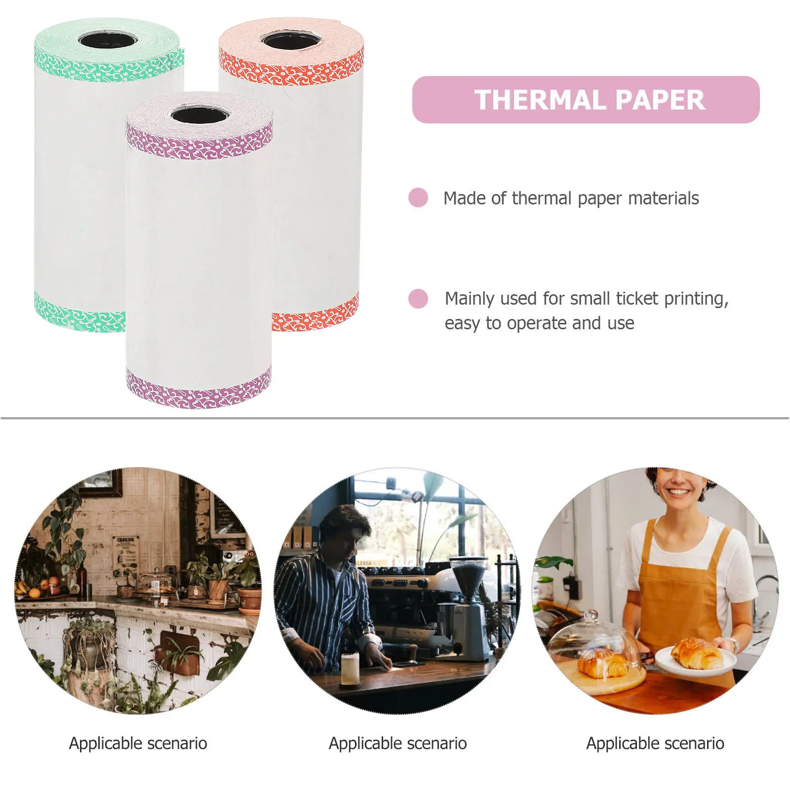 3 Rolls Thermal Till Paper Reliable Printing Paper Rolls for Small Ticket Printers Thermal Receipt Printer Till Roll