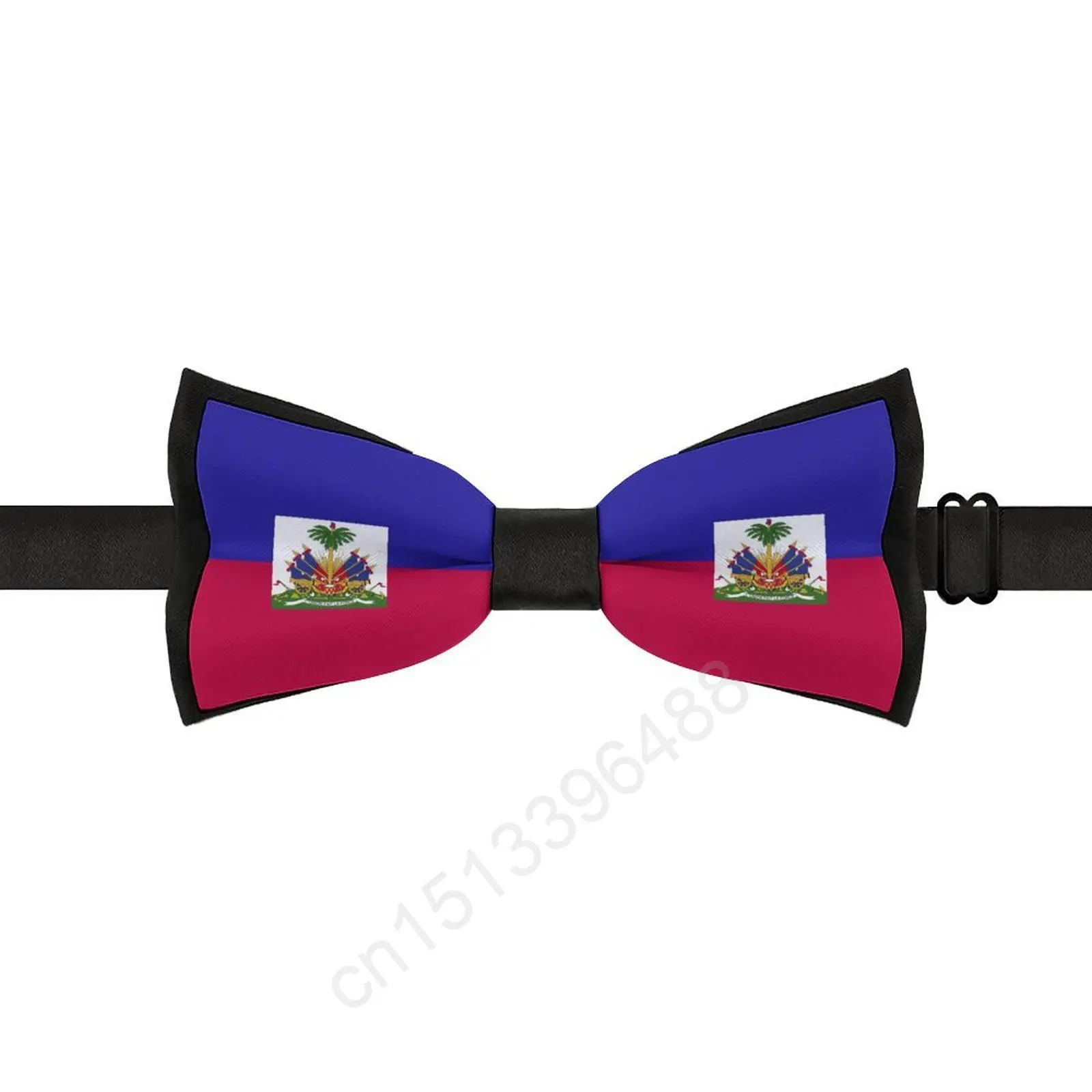 Pajarita de poliéster con bandera de Haiti para hombre, corbatas informales a la moda, ropa de cuello para trajes de fiesta de boda, novedad