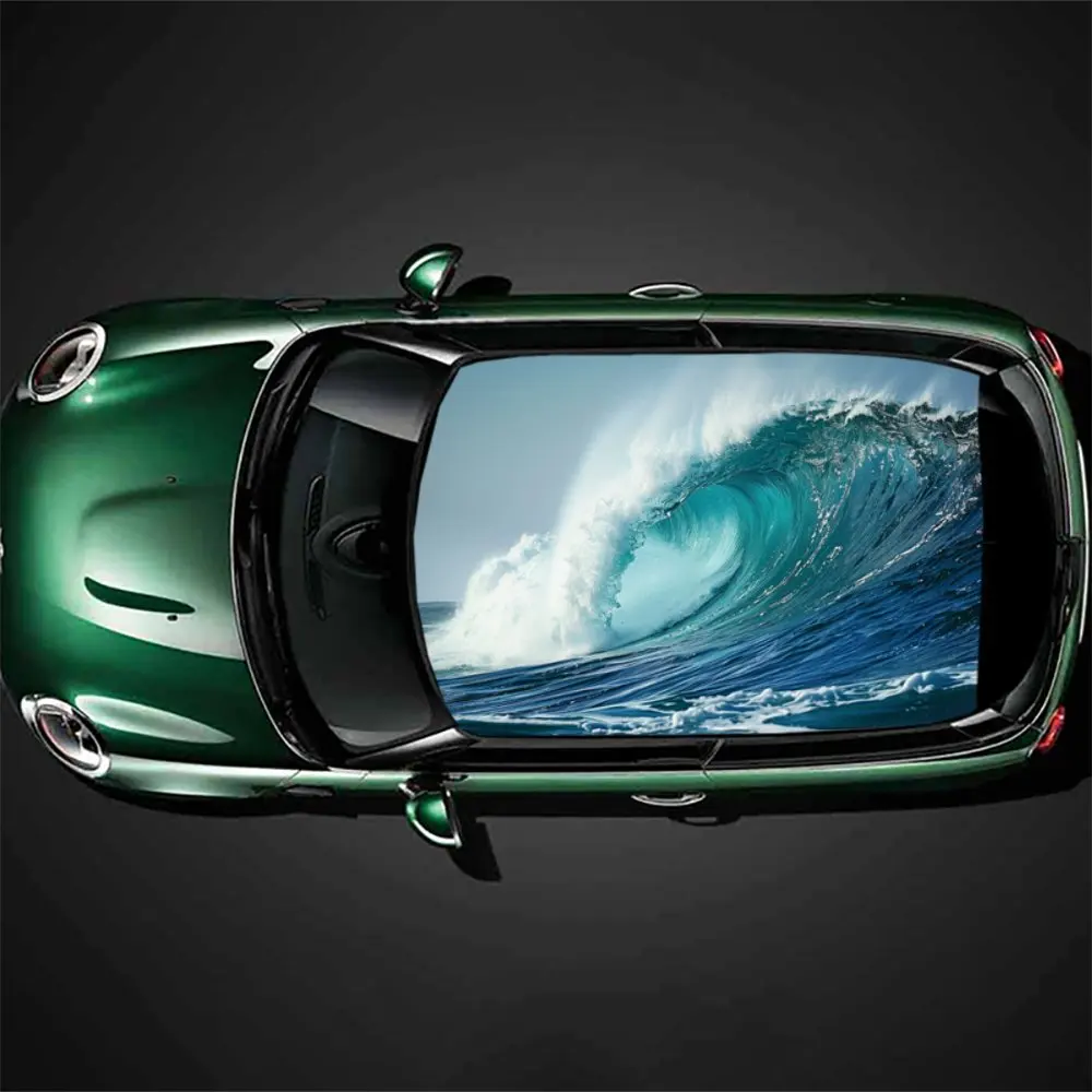 Typhoon Ocean Waves Rapids Car Roof Sticker Wrap Racing SUV Auto Accessories Packaging PVC Car Hood Graphic Decal Decoration