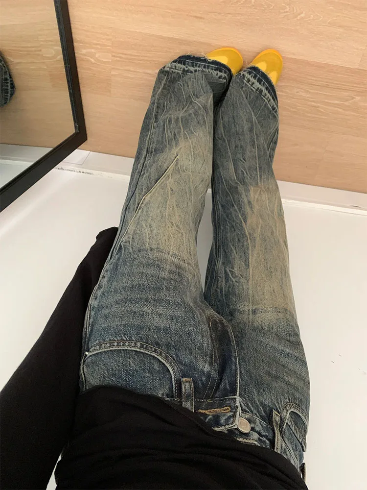 Vaqueros de pierna ancha de cintura alta para mujer, pantalones largos adelgazantes holgados de cintura alta, pantalones vaqueros ajustados con campana, Faion de otoño de talla grande