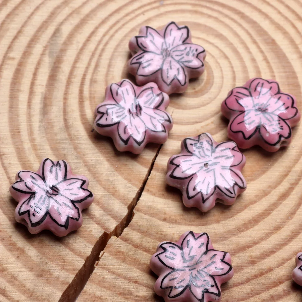 3 unids/lote de flores pequeñas de cerámica DIY collar/pulsera/pendientes para hacer joyería