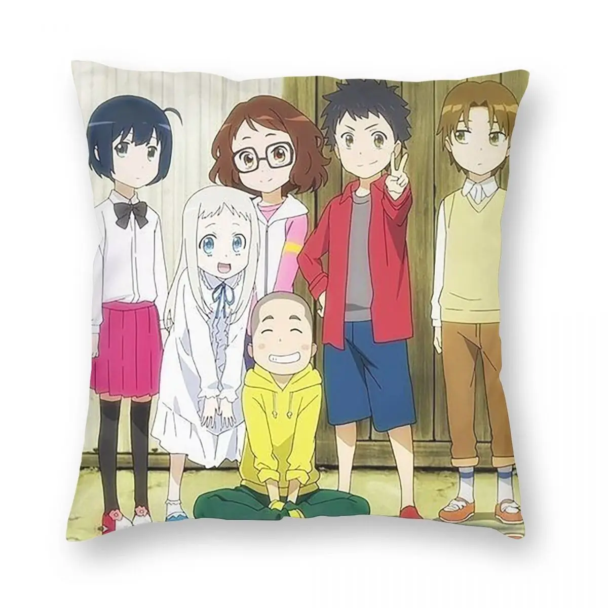 Anime Anohana The Flower We Saw That Day Square Pillowcase Pillow Cover Cushion Zip Decorative Comfort Throw Pillow for Home Car