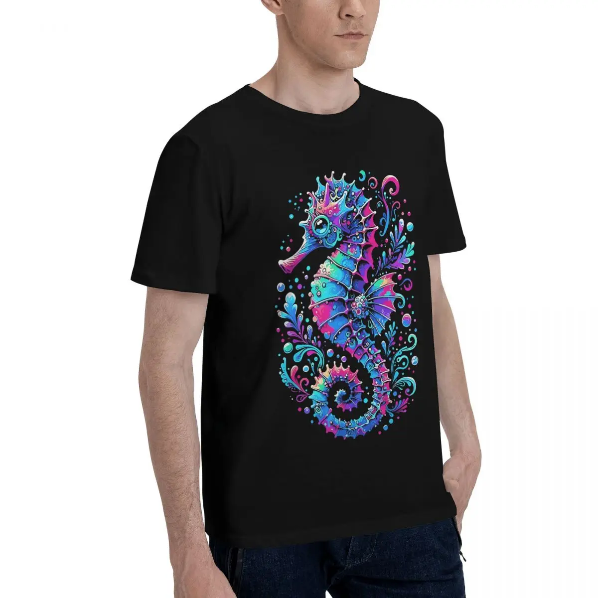 Colorful Seahorse Art Print Hot Sale Movement High grade Championship Tshirt Travel USA Size