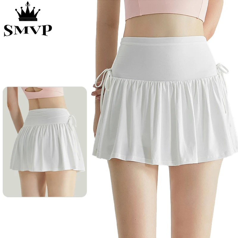 

Smvp summer fake two-piece quick-drying breathable high-waist abdomen sports skirt, yoga tennis fitness women's clothing