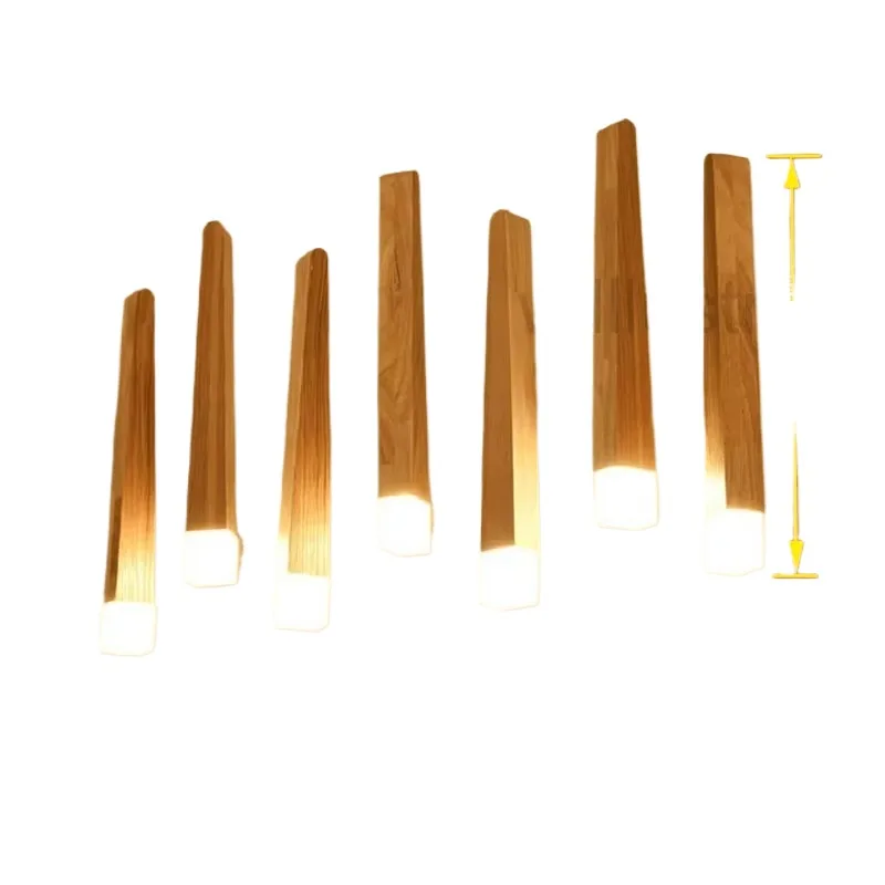

Wood Pendant Lamp Modern Wooden Suspension Light Hotel Bar Cafe Shop Staircase Matchstick Living Room Hanging Ceiling Chandelier