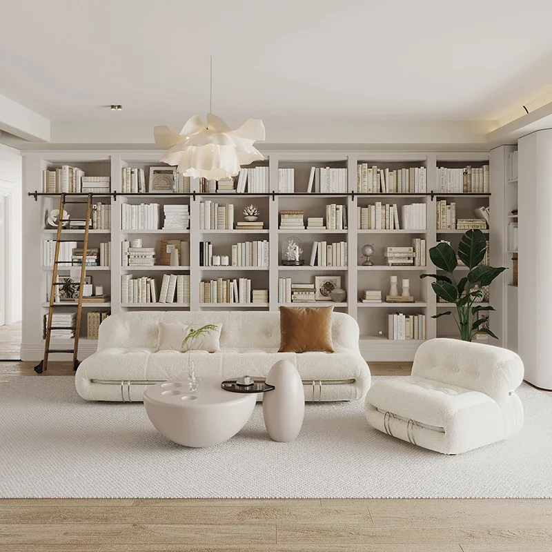 Modern Designer Living Room Sofas European Beige Convertible Puffs Living Room Sofas Lazy Nordic Schlafsofa Home Furniture