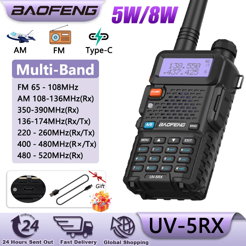 uv-5rx-baofeng無線機-8w-5w-am-fmマルチバンド-ワイヤレス周波数コピー-type-c-長距離-uv-5rアップグレード-ポータブル双方向無線機