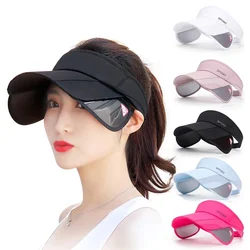 Summer Sun Visor Cap For Women Men Retractable Golf Hat Empty Top Adjustable Outdoor Sports Hats Anti UV Tennis Cap Unisex