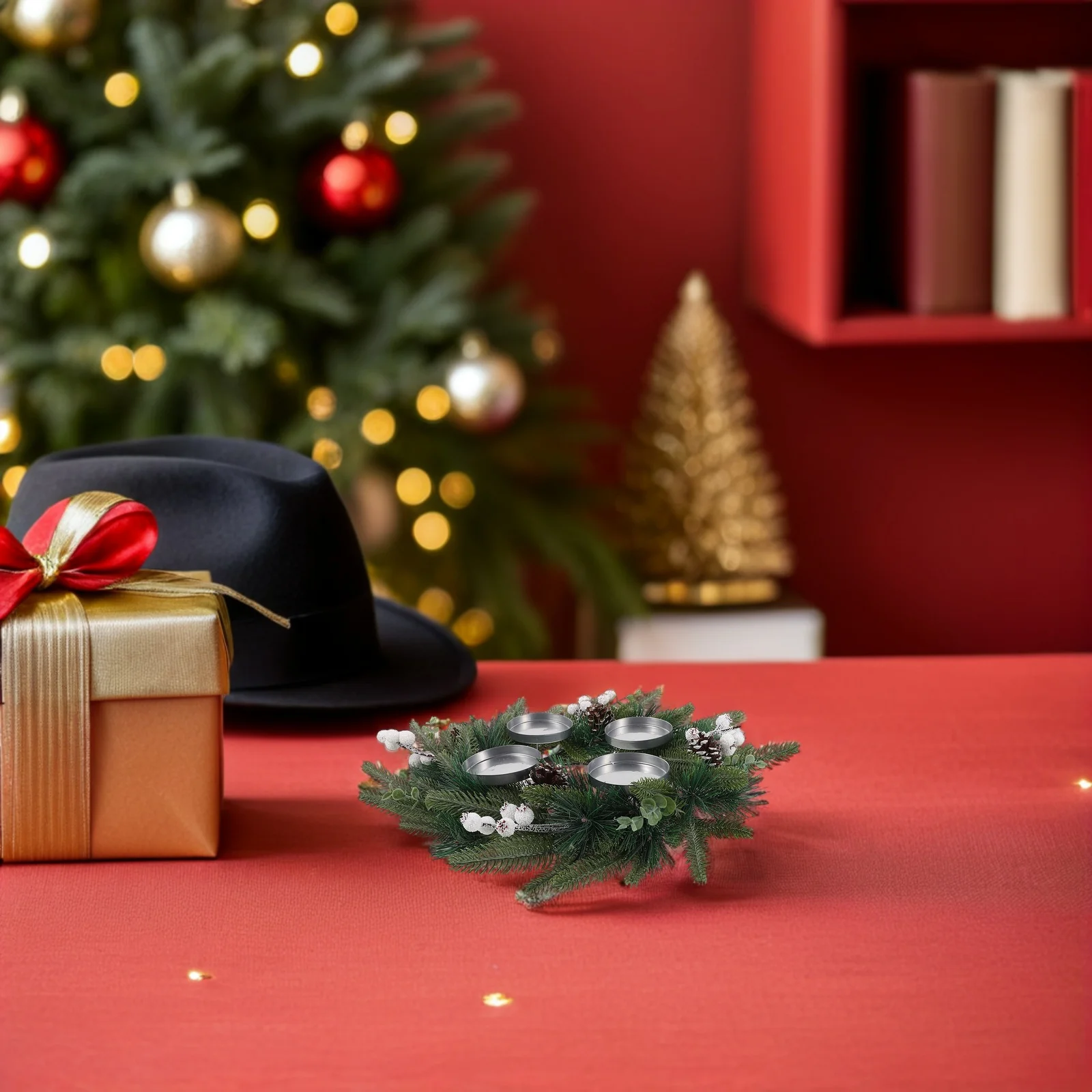 

Elegant Christmas Wreath Decoration Advent Wreaths Candleholder Stable Reusable Holiday Decor Fireplace Table Window Placement