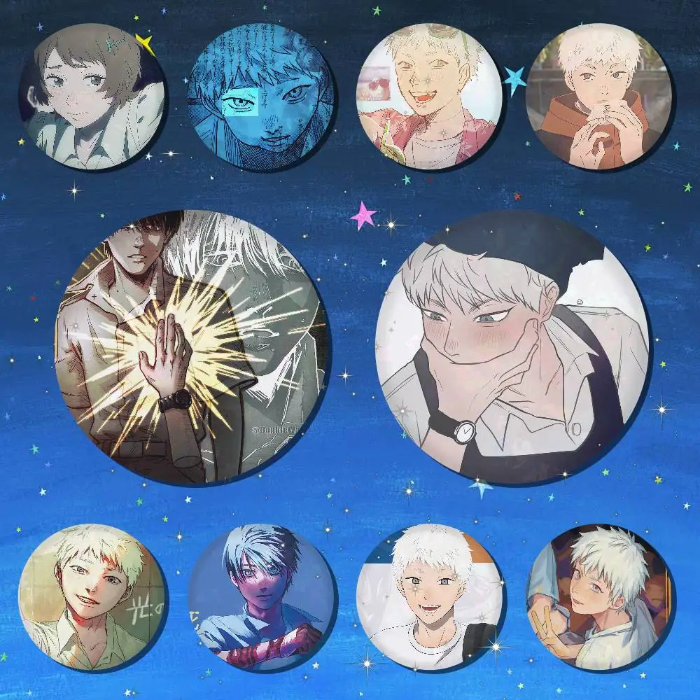 The Summer H-Hikaru Creative Round Button Pins Badge Set Cartoon Anime Movie Music Pattern Brooches For Bags Jackets