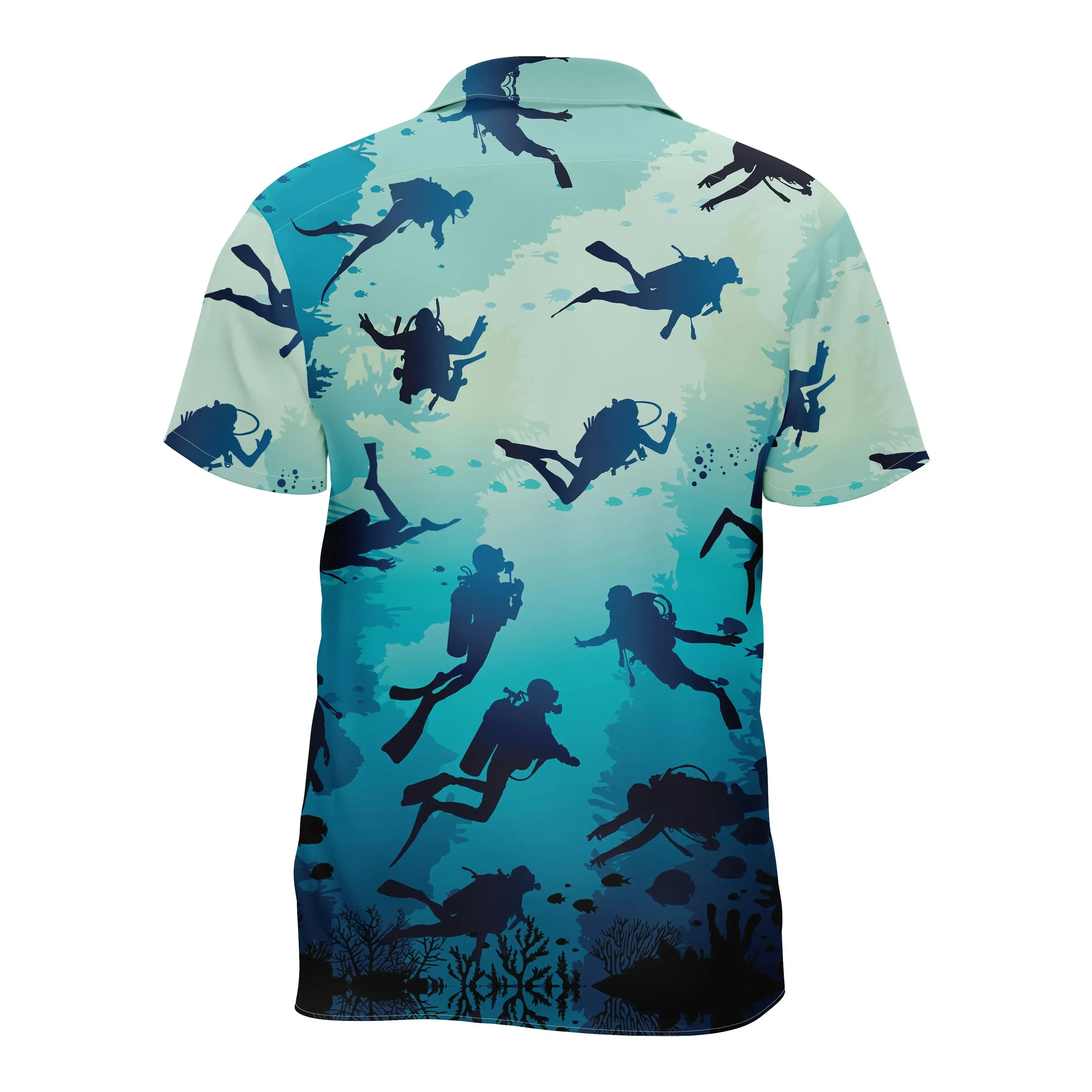 Jumeast Diving Sports Short Sleeve Hawaiian Shirt Diver Graphics Polyester Aloha Shirts Tropical Leaves Casual Man Clothing image 3
