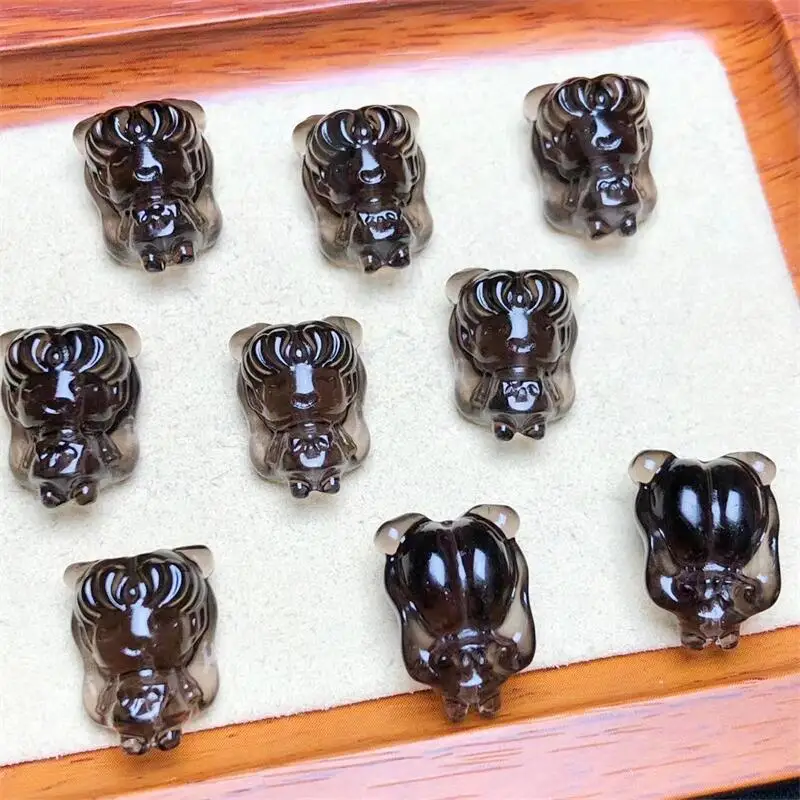 

5 шт. натуральный прозрачный обсидиан мультфильм Милая резьба хрустальные поделки энергетический драгоценный камень Исцеление Ювелирные изделия Детская игрушка подарок 19 мм