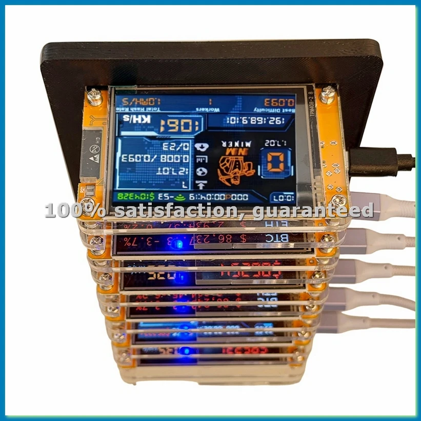 

Крипто-майнер для Биткойнов 6X 1060KH/S +6 слотов, модернизированный, с улучшенной производительностью, 2,8-дюймовым смарт-дисплеем, для домашнего использования