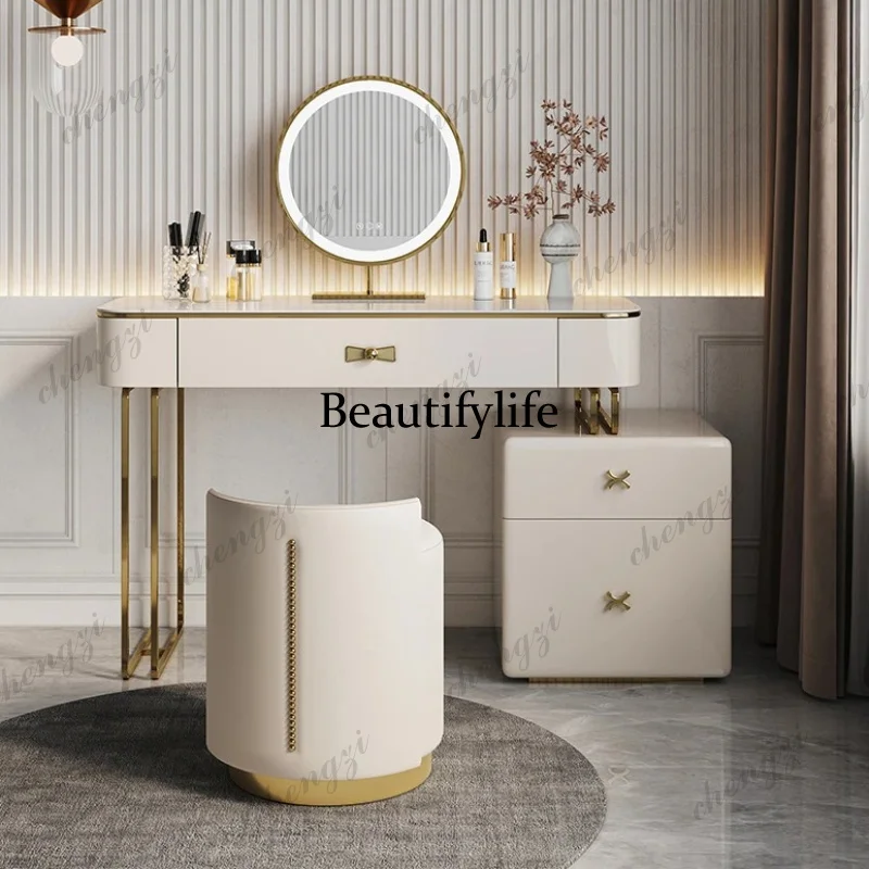 

Light Mirror Storage Vanity Table Stool Makeup Luxury Aesthetic Dressing Table Drawer Storage Schmink Tisch Bedroom Furniture