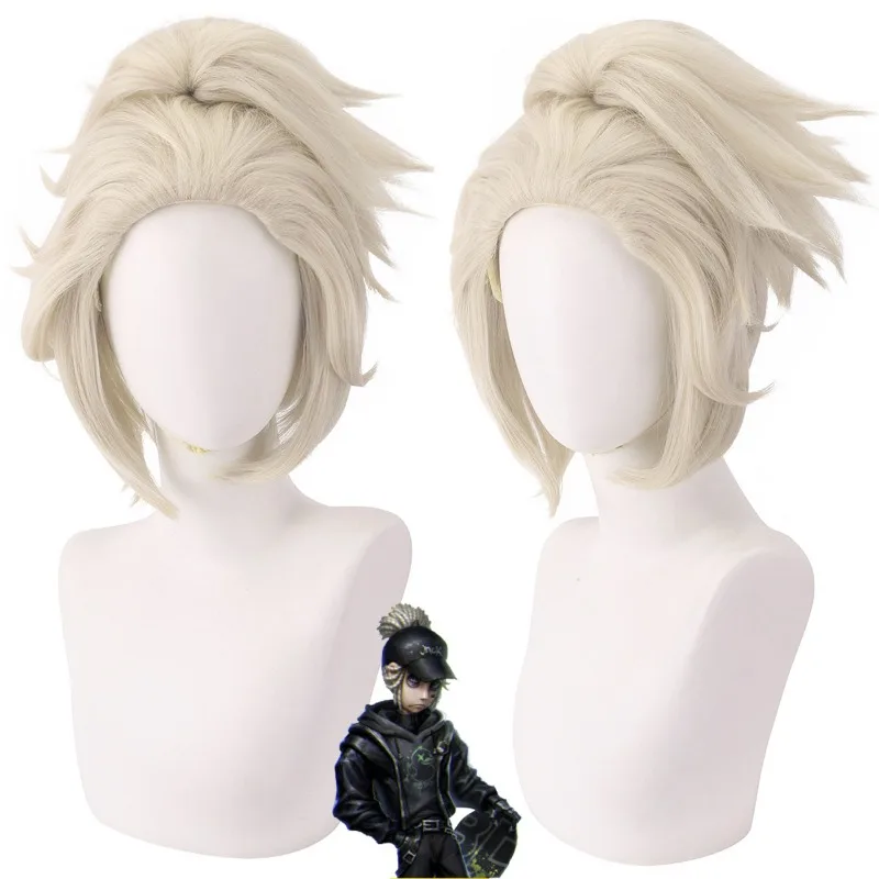 

Anime Game Identity Ⅴ Cos Naib Subedar Role Playing Mercenary Explosive Split Horsetail 32cm Beige White Cosplay Wig