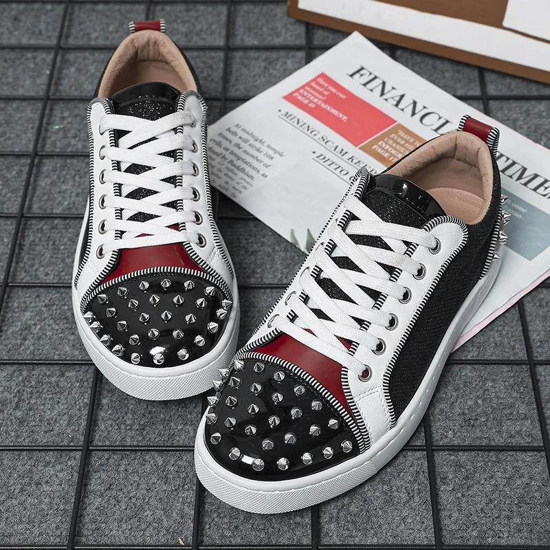 2025 New Men's Casual Shoes Comfortable Soft Punk Style Board Shoes Fashion Nail Anti Slip Wear Resistant Personalized Sneakers
