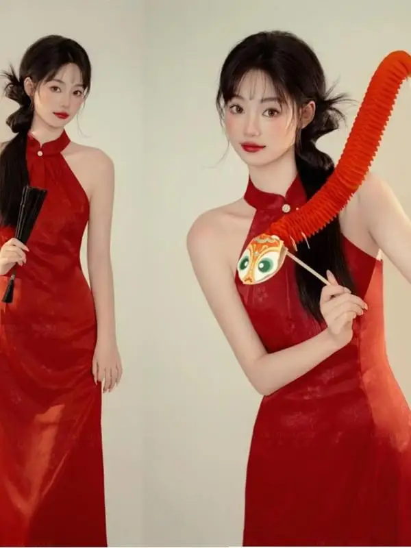 

Платье для фотосессий в стиле ретро на 2025 год Змеи, улучшенная модель для индивидуальных новогодних художественных фотосессий, полиэстер